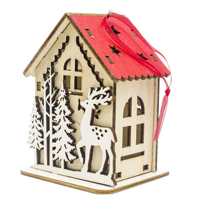 

2019 LED Light Holiday Nice Xmas Gift Wedding Wood House Christmas Tree Decorations For Home Hanging Ornaments