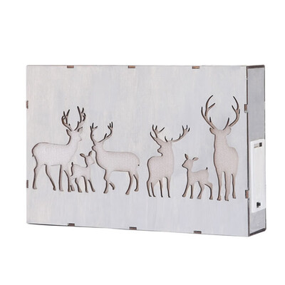 

Forest Elk Christmas Scene Set Props Color Light Wooden Frame Decoration