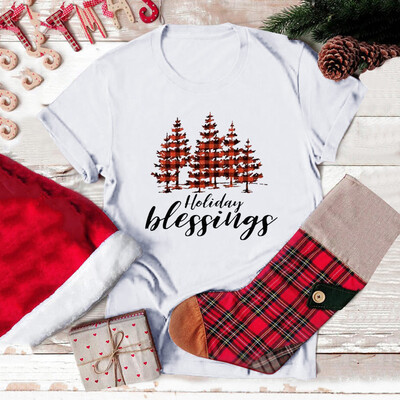 

Gobestart Women Girls Plus Size Print Shirt Christmas Short Sleeve T Shirt Blouse Tops