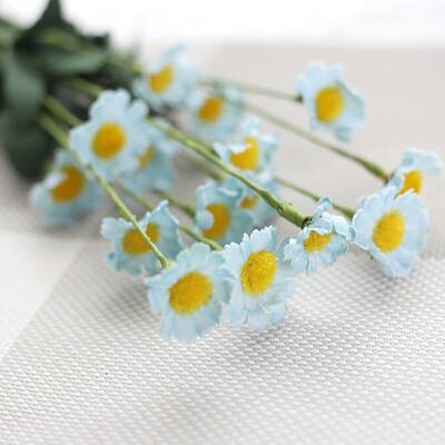 

Mini 15 Heads Daisy Flower Bouquet European Rose Silk Flower Gerbera Bouquet Wedding Home Decoration Artificial Flowers