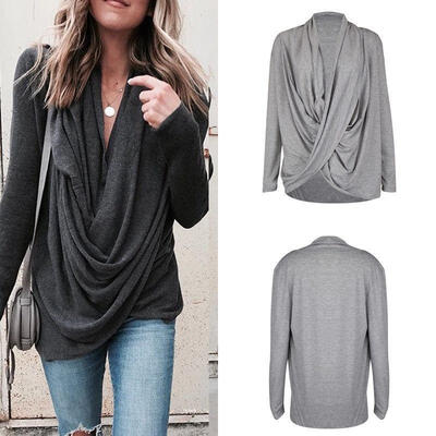 

Women&39s Winter Loose Long Sleeve Irregular Casual T Shirt Tunic Tops Fashion Blouse