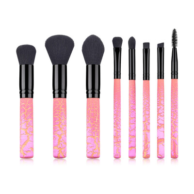 

8pcs Makeup Brush Set Pink Burst Crack Foundation Brush Large Shadow Brush Eyebrow Brush Eyelash Brush Kit