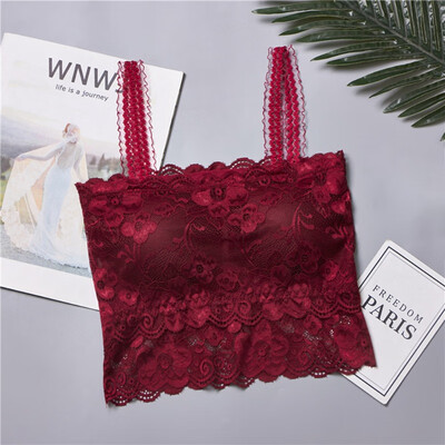 

Sexy Lace Top Lingerie Women Padded Crochet Vest Bralet Casual Woman Underwear Bralette Lady Bandeau Crop Tops Camisole