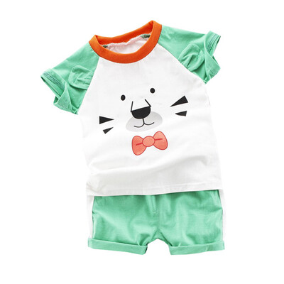 

Summer Baby Clothes for Girls Short Sleeve Animal Print Tops Blouse T-shirtShorts Children Casual Boys Clothes Sets
