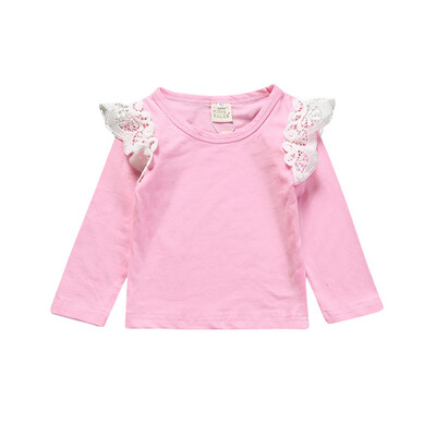 

Utumn Baby Girls Long Sleeve Lace T-Shirts Kids Girls Solid Color Tops Tees Casual Blouse 3month-3years