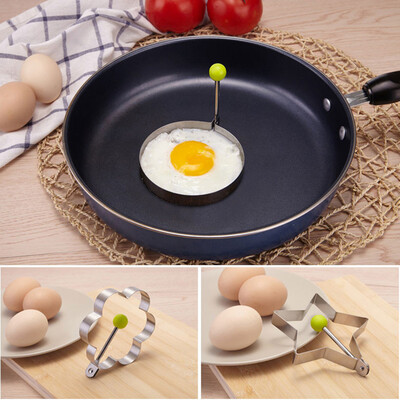 

4 Pcs Stainless Steel Folding Handle Round Shaped Frying Egg Mold Ring Silver Tone