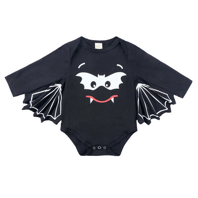 

Baby Boys Girls Long Sleeve Cotton Halloween Bat Shaped Cute One-Pieces Triangle Romper