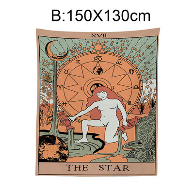 

Gobestart Tarot Tapestry The Moon Star Sun Medieval Europe Divination Wall Hanging Hot