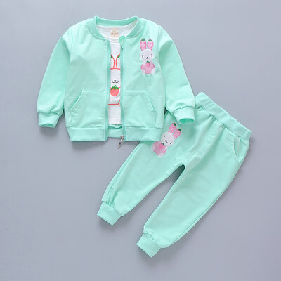 

3Pcs Children Sets Kids Girls Clothing Lovely Cartoon Rabbit Print T-shirt Coat Pant Set Children Kids Outfits Sets for Girls