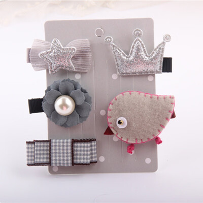 

5 Pcs Children Hair Accessories Lovely Headwear Set Cute Baby Girls Cartoon Hair Clip Hairpin