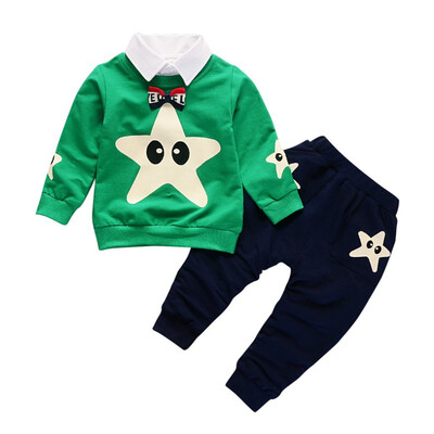 

Autumn Children Long Sleeve Clothes Set Baby Boy Girl Cartoon Star Pattern Long Sleeve Two Piece Fashion Children Set