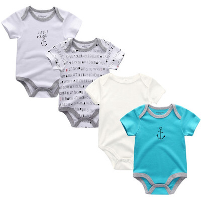 

4PCSLot Baby Clothing Sets Baby Girls Clothes Rpmpers Newborn 0-12M 100Cotton Print Short Sleeve Baby Boys Clothes Bodysuits