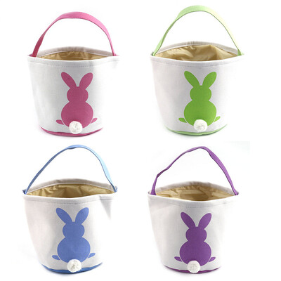 

Convas Rabbit Printed Easter Rabbit Basket Eggs Bunny Easter Decorative Bag Egg Decorations Decors Ornaments Party Gift Bag