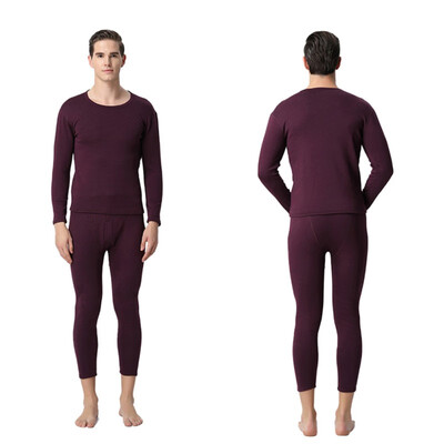 

Thicken Thermal Underwear Set for Autumn Winter Women Mens Solid Shirt Bottoms Fleece Lined Crew Neck Male Female Long Johns