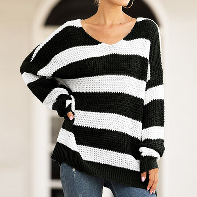 

Tailored Womens Fashion Solid Casual O-Neck Shoulder Pocket Knitted Sweater Knitwear Top
