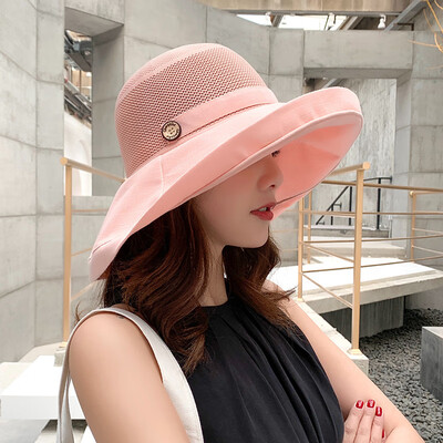 

Hat womens summer visor Korean wave folding Sun Hat womens summer travel along the beach hat
