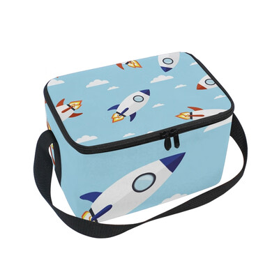

ALAZA Insulated Lunch Box Rocket Style Lunch Bag for Men Women Portable Tote Bag Cooler Bag