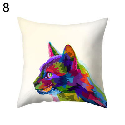 

Colorful Cat Lion Giraffe Owl Pillow Case Cushion Cover Sofa Bed Car Cafe Decor