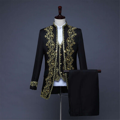 

Toponeto Mens European Style Court Costumes Military Uniforms Performances Suit