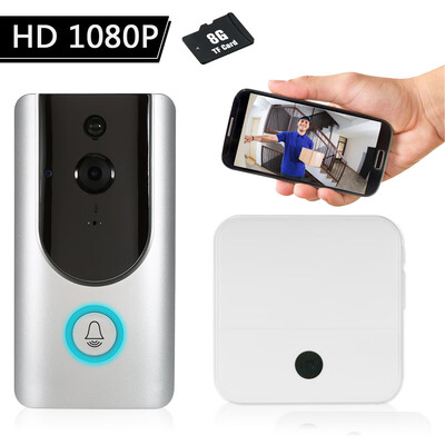 

HD 1080P WiFi Smart Wireless Security Doorbell with 32G TF Card2PCS 18650 Batteries Smart Visual Intercom Recording Video Door Ph