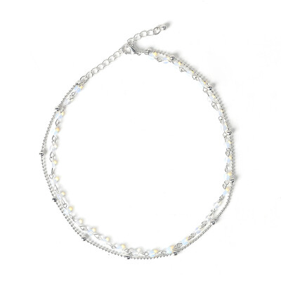 

Women Girl Fashion Vintage Casual Gold Silver Sequins Choker Necklace Fashion Charm Double Layers Diamond Clavicle Necklace