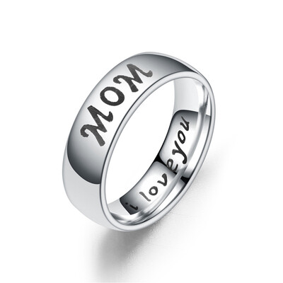

Family Jewelry Mom Daughter Son Letter Titanium Steel Charm Finger Rings Gifts