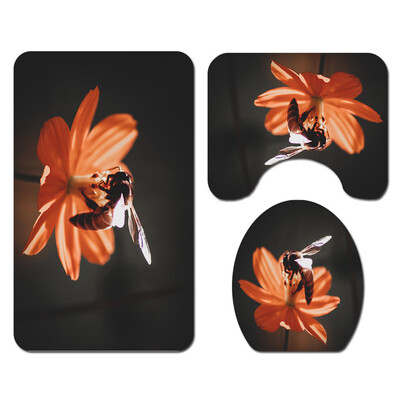 

〖Follure〗Flowers Shower Curtain Floor Mat Four-piece Bathroom Mat Set