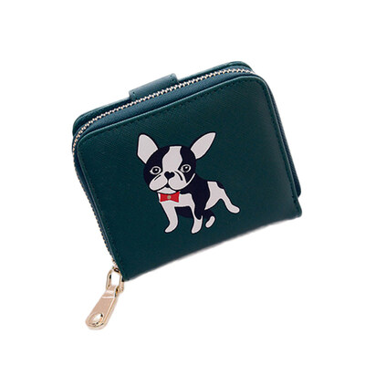 

Lady Cartoon Dog Faux Leather Clutch Short Card Holder Coin Purse Wallet Gift