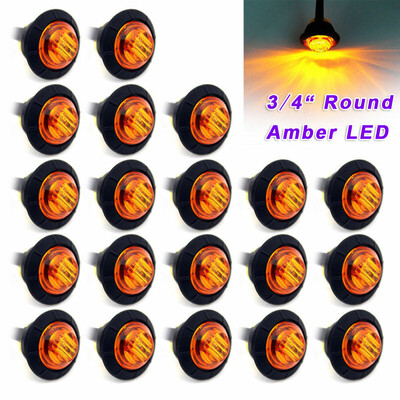 

20 34 Round Amber LED Bullet For Truck Trailer Side Clearance Marker Light CA