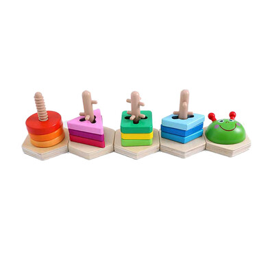 

Siaonvr Wooden Stacked Blocks Geometric Set Cognitive Baby Educational Toys