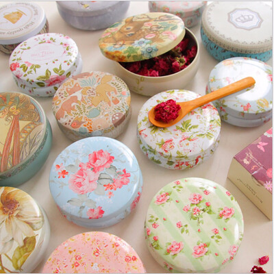

95 35 CM Round Storage Tea Sugar Coffee Box Organizer Kitchen Flower Tin Gift Design Style Portable Coin Jar