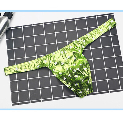

Tailored Fashion Men Sexy Artificial leather Star Print Thong Underpant Brief Underwear