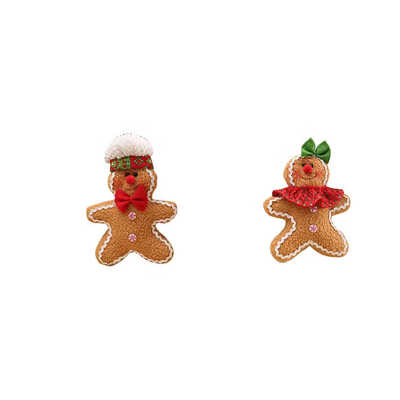 

2PcsSet Christmas Gingerbread Man Boy Girl Doll Pendant Cloth New Year Xmas Tree Home Decoration