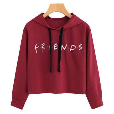 

2019 New Fashion Women Casual Long Sleeves Hoodies Letters Friends Printed Loose Drawstring Hooded Pullover