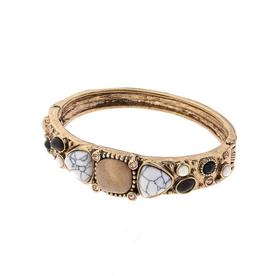 

Women Ethnic Style Alloy Bracelet Girls Resin Retro Bangle Exaggerated Geometric Hand Chain