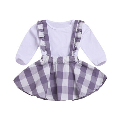 

Newborn Baby Girls Clothes Long Sleeve White T-Shirt TopPlaid Skirt 2pcs Toddler Baby Clothes For Girl Costume Cotton Outfits