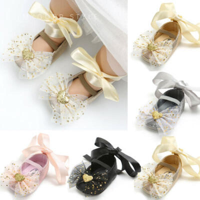

Toddler Baby Girl Bowknot Crib Shoes Newborn Prewalker Non-slip Kids Soft Sole