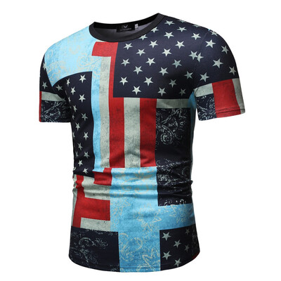 

Toponeto Mens Casual Print Slim Fit Tee Round Neck Short Sleeve Top Shirt Blouse