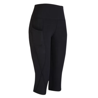 

High Waist Elastic Women Legging Pants Black Sexy Fitness Sporting Pants With Pocket Cropped Trousers Legging Mid-calf Length
