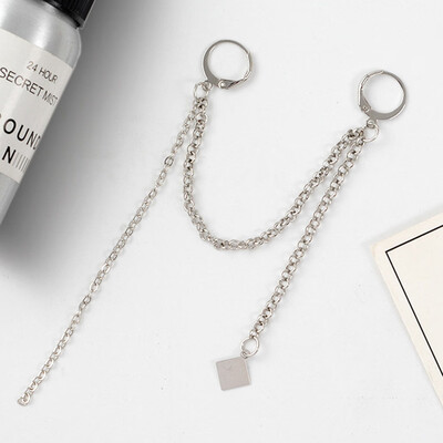 

KPOP BTS Bangtan Boys Single Fringed Chain Earrings Unisex Couple Alloy Earrings Two Wearing Methods Earrings Ear Clip Hot Gift