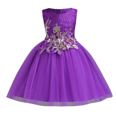 

1-12 Years Kids Dress for Girls Wedding Tulle Lace Long Girl Dress Elegant Princess Party Pageant Formal Gown for Teen Children