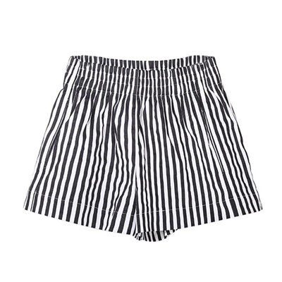 

Women High Waisted Wide Leg Shorts Fashion Stripe Casual Shorts Feminino Praia Bandage Elastic Waist Shorts Vadim