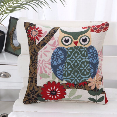 

bveteeOwl Cotton Cushion Covers Sofa Cushion Cases Cotton Linen Cushion Decorative Pillows Pillow Cover CoussinNo Inner
