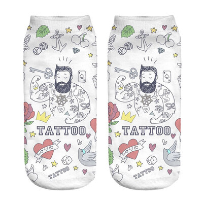 

1Pair Women Low Cut Ankle Socks Funny Socks Cat Cartoon 3D Printing Socks Cotton Hosiery Printed Socks