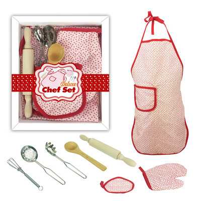 

YIWULA8pcs Kids Cooking And Baking Set Kitchen Costume Pretend Role Play Kit Apron