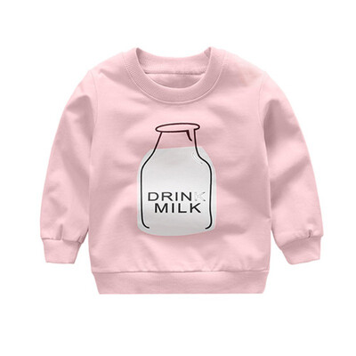 

autumn new long sleeve Sweatshirt baby boys&girls milk bottle print casual Sweatshirt