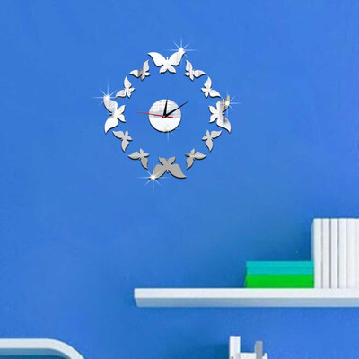 

Gobestart Modern 3D DIY Mirror Living Modern Design Home Room Decoration Time Wall Clock
