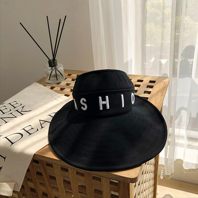 

Hat female summer Korean version of the net red outing big hat eaves ins fishermen hat sun hat empty top basin hat