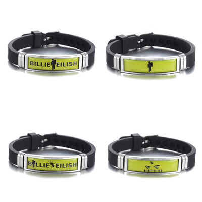 

Monifuon Billie Eilish Bracelet Hip Hop Singer Stainless Steel Silicone Wristband Wristlet Jewelry Accessories Bangles Fans