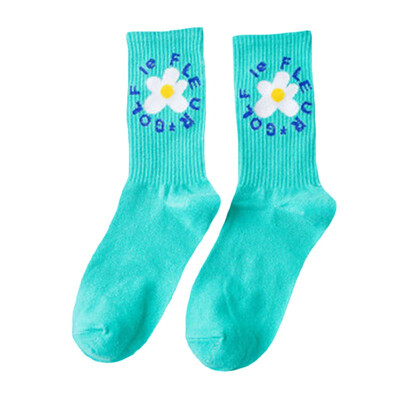 

Fashion Sweet Flower Print Cotton Sports Socks Skin-friendly Comfortable Men And Women Couple Skateboard Socks Small Flower